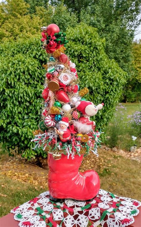 Leftons Ceramic Santa Boot Planter With Christmas Kitsch Etsy