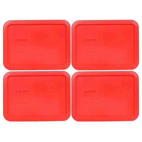 Pyrex Replacement Lid 7210-PC Red Rectangle Cover (4-Pack) for Pyrex ...