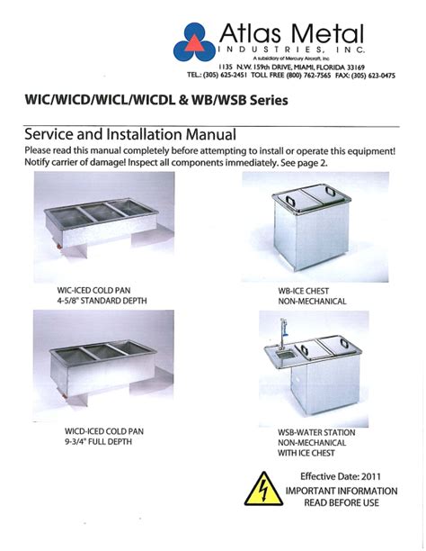 Atlas Metal Industries WIC Series, WICD Series, WICDL Series, WB Series ...