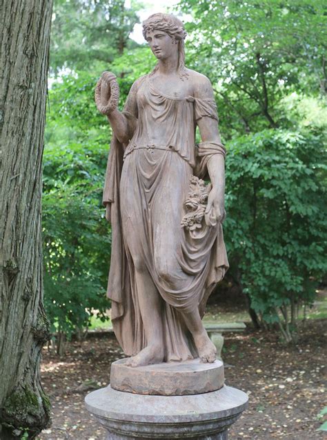 terracotta statue representing  goddess flora  pedestal  sale
