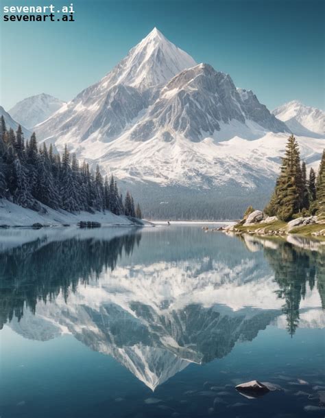 A Breathtaking View Of A Snow Capped Mountain Reflecting In A Crystal