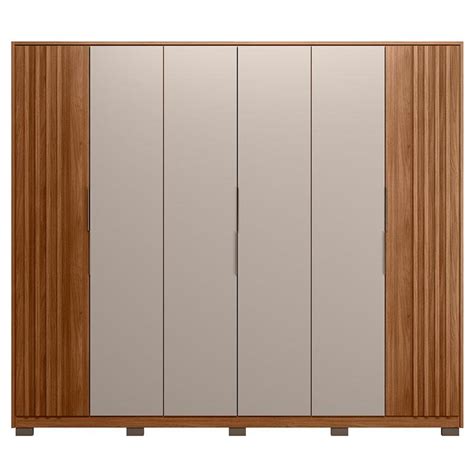 Guarda Roupa Casal Ripado Atrice Ambiente Portas Nogueira Nude Prime Tx P S Dem Bile