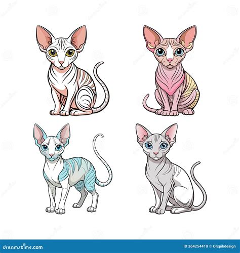 Sphynx Cat Coloring Page Vector Illustration | CartoonDealer.com #262446776