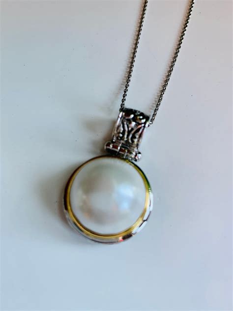 Vintage Pearl Pendant On 925 Sterling Silver Chain Etsy Vintage