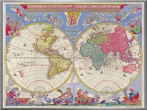 Cuadro Mapa Planisferio Atlas Totius Terrarvm Orbis Año 1665 en venta