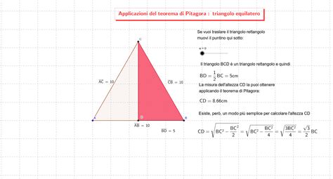 Applicazioni Del Teorema Di Pitagora Il Triangolo Equilatero Geogebra