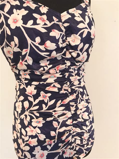 1980s Maxine of Hollywood Floral Vintage Inspired Swim Suit Vintage