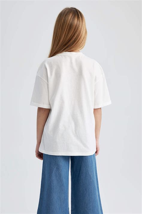 Бежевый Девочки и подростки Футболка оверсайз для девочек 2779764 | DeFacto