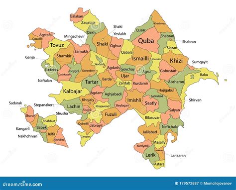 Districts Map Of Azerbaijan Vector Illustration