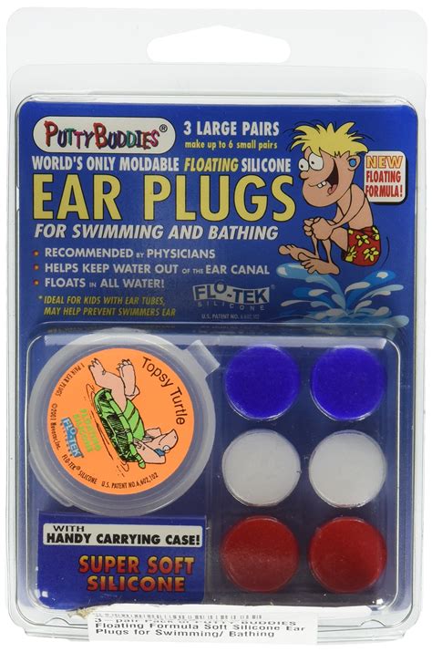 Putty Buddies Floating Earplugs 3 Pair Pack Soft Silicone Ear Plugs