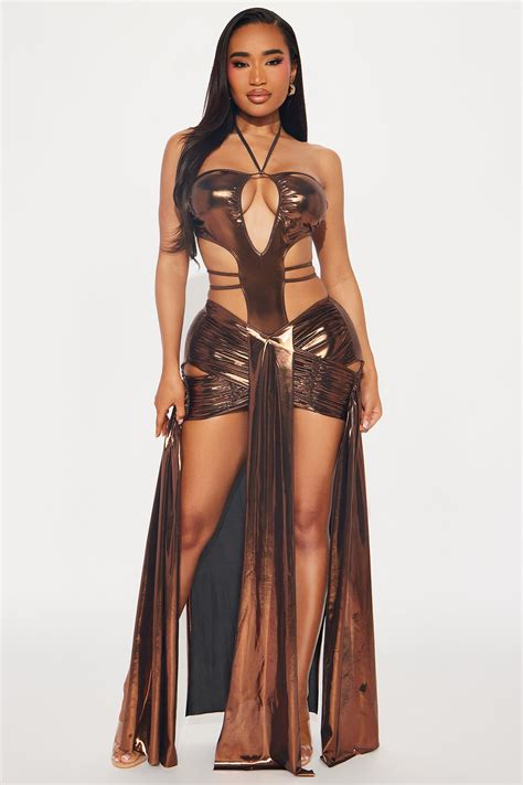 Hot Summer Scandal 2 Piece Monokini Skirt Set - Bronze | Fashion Nova