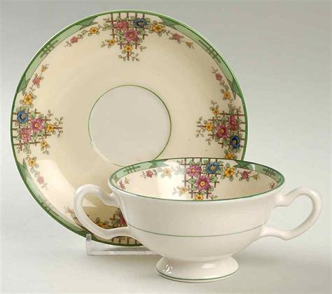 Trellis Ivory Footed Bouillon Cup Saucer By Lenox Replacements Ltd