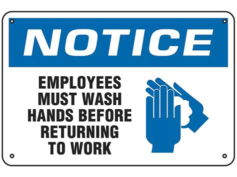 "Employees Must Wash Hands" Sign - Aluminum S-14799A - Uline