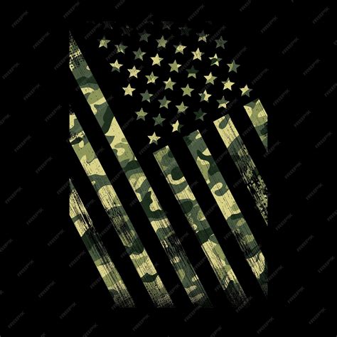 Premium Vector | Illustration american flag green camouflage with