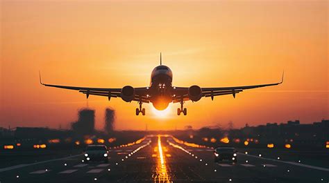airplane    sunset silhouette   flying passenger  cargo