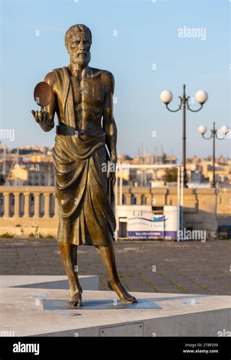 Syracuse Sicily Italy February Archimedes Statue By