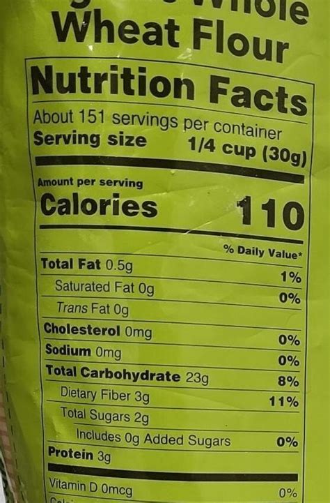 Wheat Flour Nutrition Facts 100G at Paul Harlan blog
