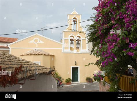 Church In Pelekas Mountain Village Corfu Island Greece Stock Photo