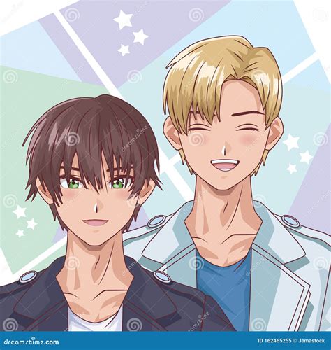 Meninos Jovens Personagens Do Estilo Hentai Ilustração do Vetor Ilustração de projeto cabelo