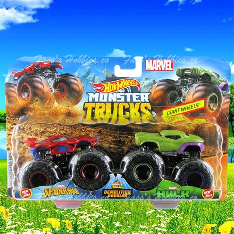 Hot Wheels Monster Trucks Demolition Doubles Marvel Spiderman Venomized Hulk Spider Man Vs Hulk