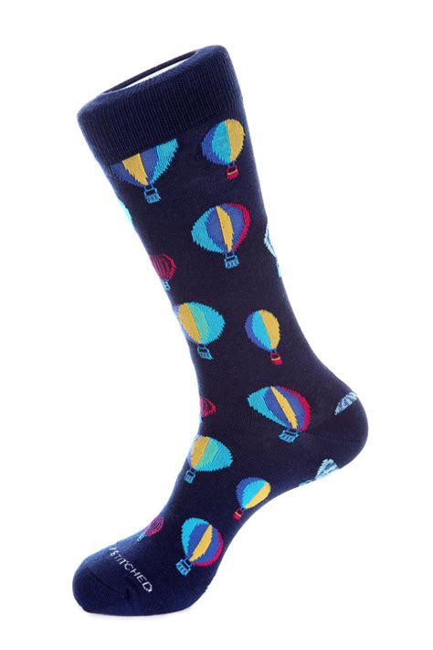 HOT AIR BALLOON Socks Blue Socks Mens Socks