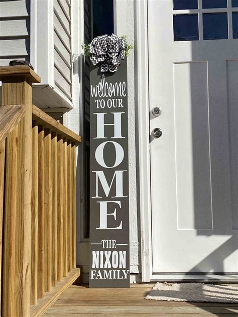 Welcome To Our Home With Bow Front Door Decor Entry Way Etsy Front