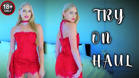 K Transparent Red Outfit Try On Haul See Through Lingerie Fishnet Dresses Dry Vs Wet Look