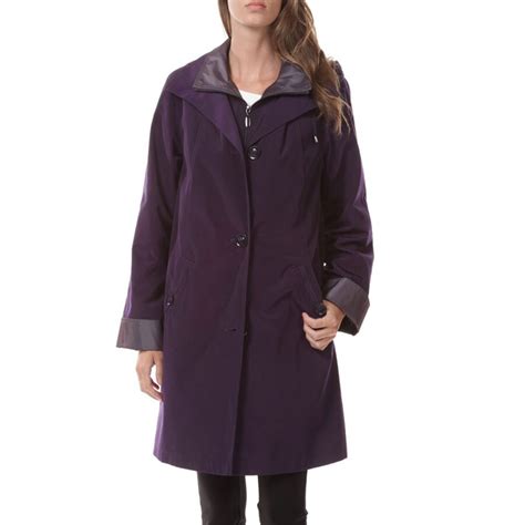 Gallery Button Front Raincoat With Hood At Von Maur