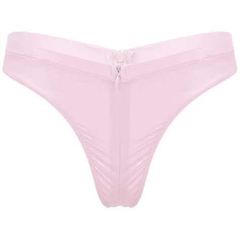 Iiniim Sexy Slip Femme String Transparent Culotte à Zip Taille Basse Tentation Lingerie Ouvert