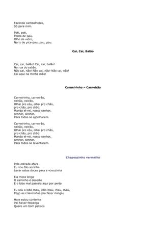 Brincadeiras antigas e cantigas de roda | PDF