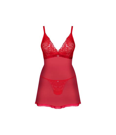 Ensemble Babydoll Et String Coquin Rouge Lingerie Sexy Chic