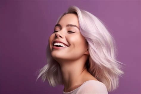 Premium AI Image A Woman With Blonde Hair Smiles And Smiles