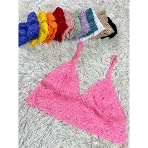 Kit C Top Cropped Rendado Sem Bojo Al A Ajust Vel Feminino Suti Renda Lingerie Shopee Brasil