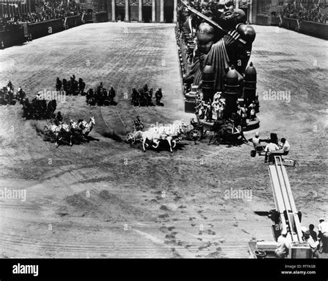 BEN HUR, 1959. /nShooting a chariot race for the film Ben Hur, directed ...