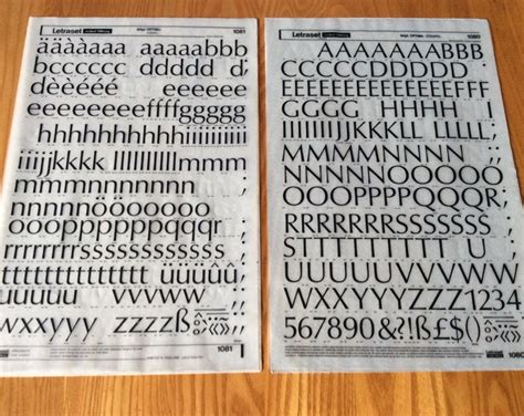 Vintage Letraset Dry Transfer Black Instant Lettering Sheet