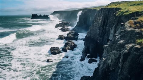 Premium Ai Image A Large Wave Crashing Into The Rocks