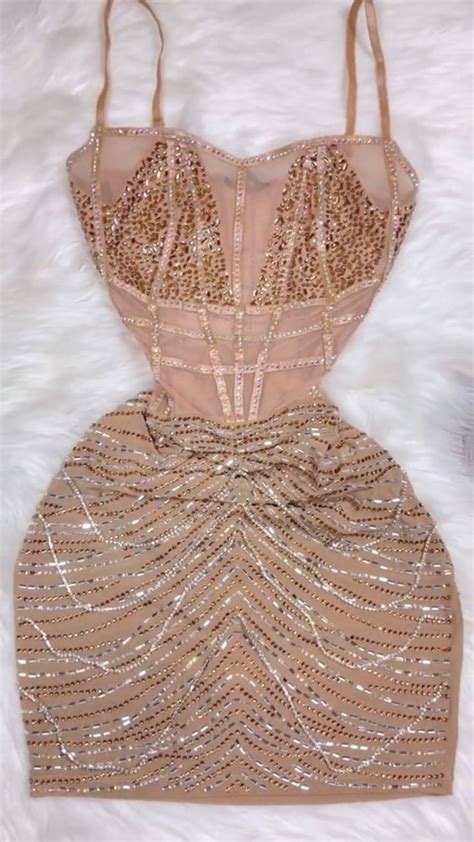Nude Rhinestone Dress Glam Dresses Date Night Outfit Mini Dress