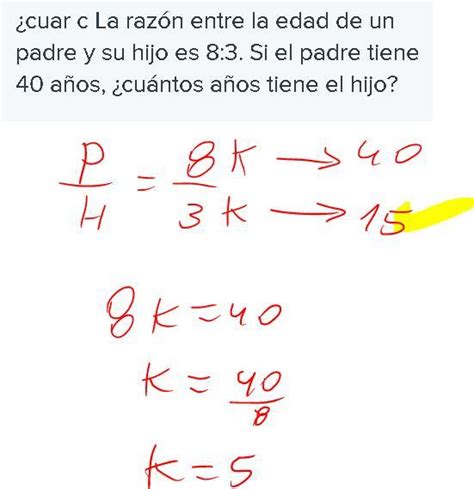 Cuar C La Raz N Entre La Edad De Un Padre Y Su Hijo Es Si El