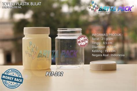 Jual Pet Toples Plastik Pet Ml Selai Bulat Tutup Non Segel Putih