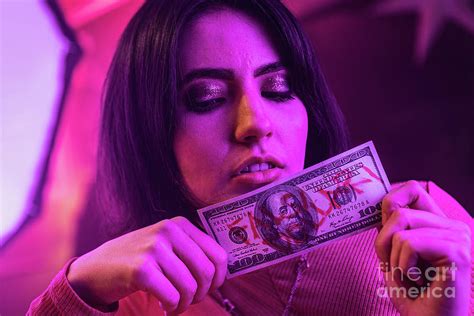 Brunette Girl Nightclub Fake Dollar Bill Photograph By Filippo Carlot Fine Art America