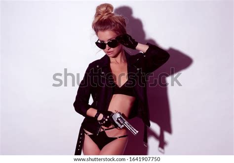 Sexy Woman Lingerie Gangster Isolated On Stock Photo Shutterstock