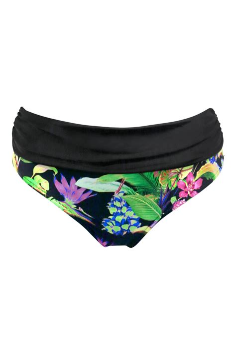 St Lucia Fold Over Bikini Brief In Tropical Pour Moi Clothing