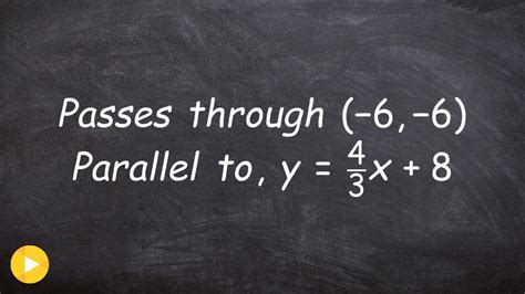 Find The Equation Of A Line Parallel Using Slope Intercept Youtube