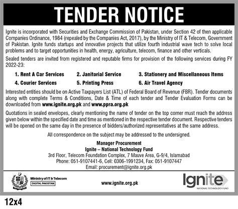 Tender Notice Year 2022 Ignite