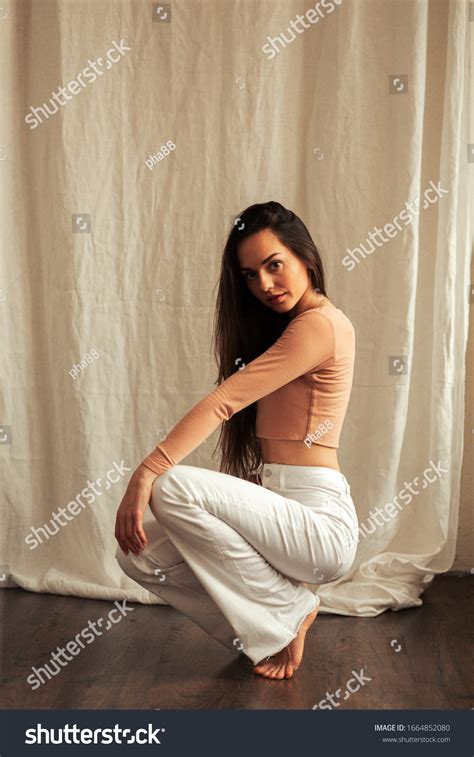 Sexy Cute Brunette Posing Studio Stock Photo 1664852080 Shutterstock
