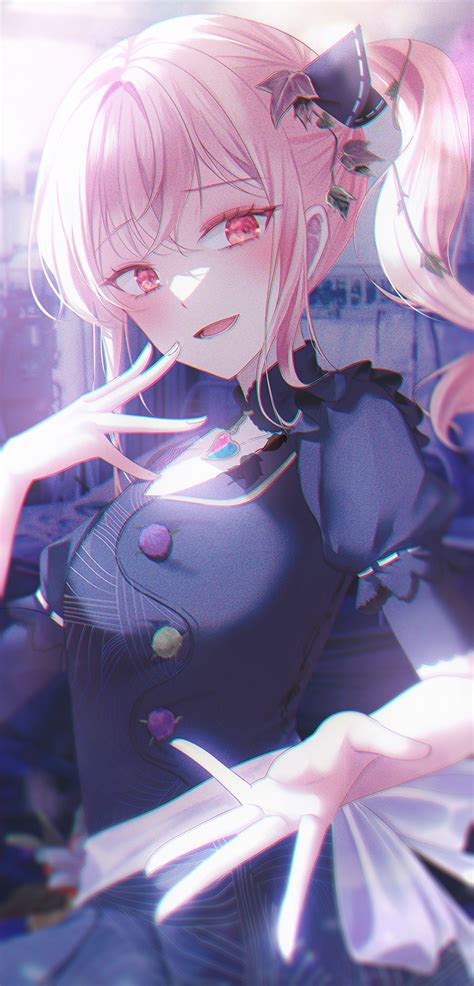 Safebooru 1other 723nanahumi Akiyama Mizuki Androgynous Black Dress Chromatic Aberration