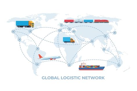 Concepto de transporte de logística de carga red logística global