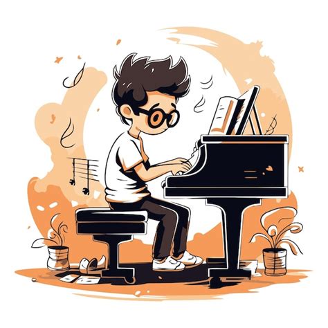 Premium Vector Pianist Playing On The Piano In Cartoon Style