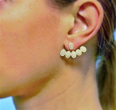 Oval Ear Jacket Earrings Mighzalalarab