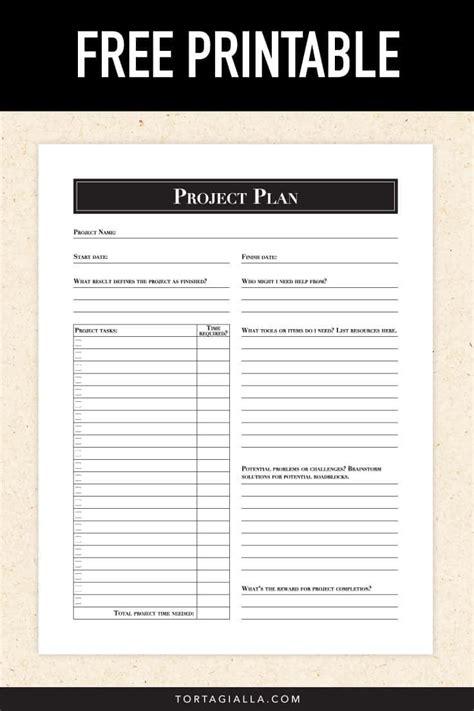 Project Planning Template Printable Tortagialla